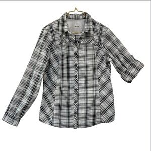 Columbia Plaid Roll Tab Button Down Shirt Size L